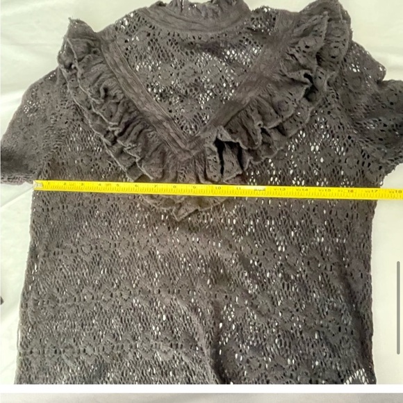 MAJE Limba Long Sleeve High Neck Lace Top Blouse in BLACK - Picture 6 of 11